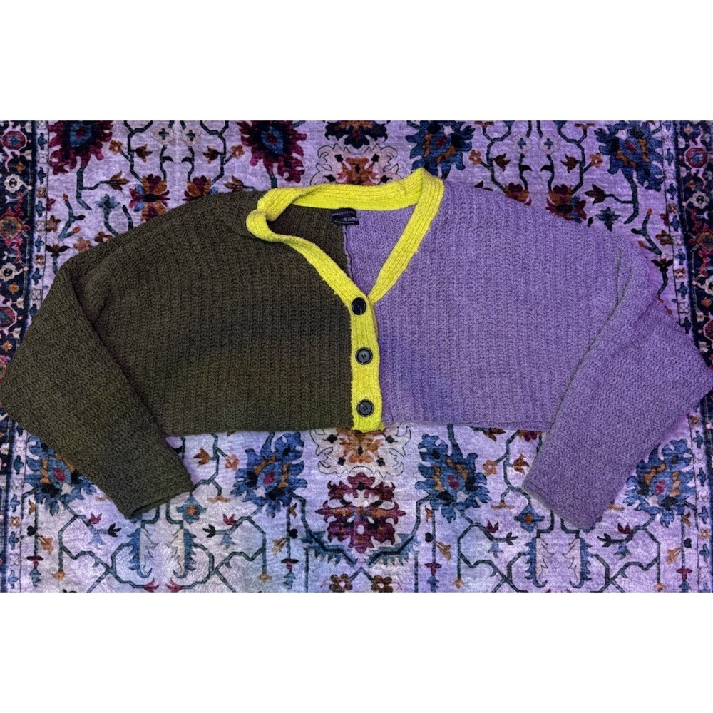 Urban Outfitters Sweater Womens Medium Cardigan Cropped Puff Sleeve Oversized